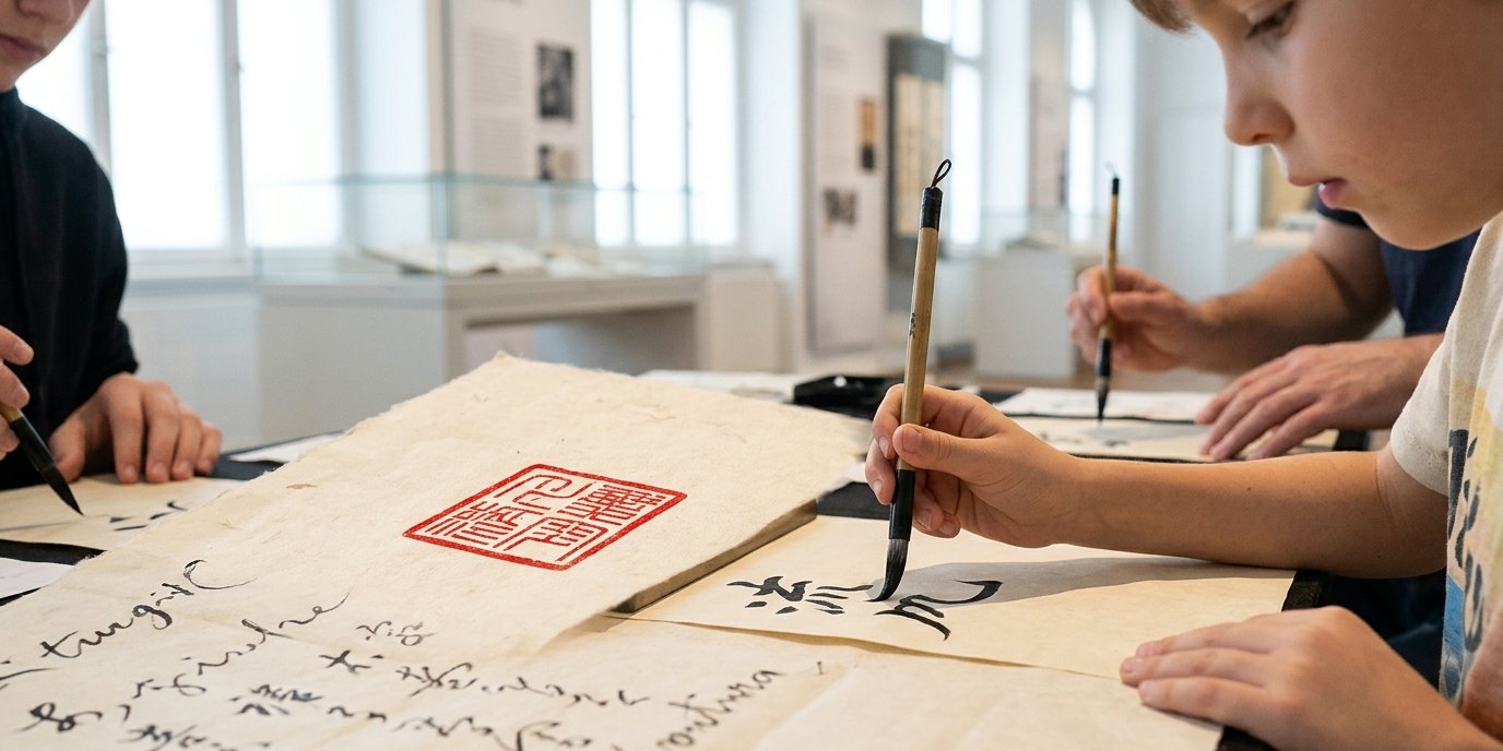AI-generated image: Workshop “Writing like the Khans” — James-Simon-Galerie