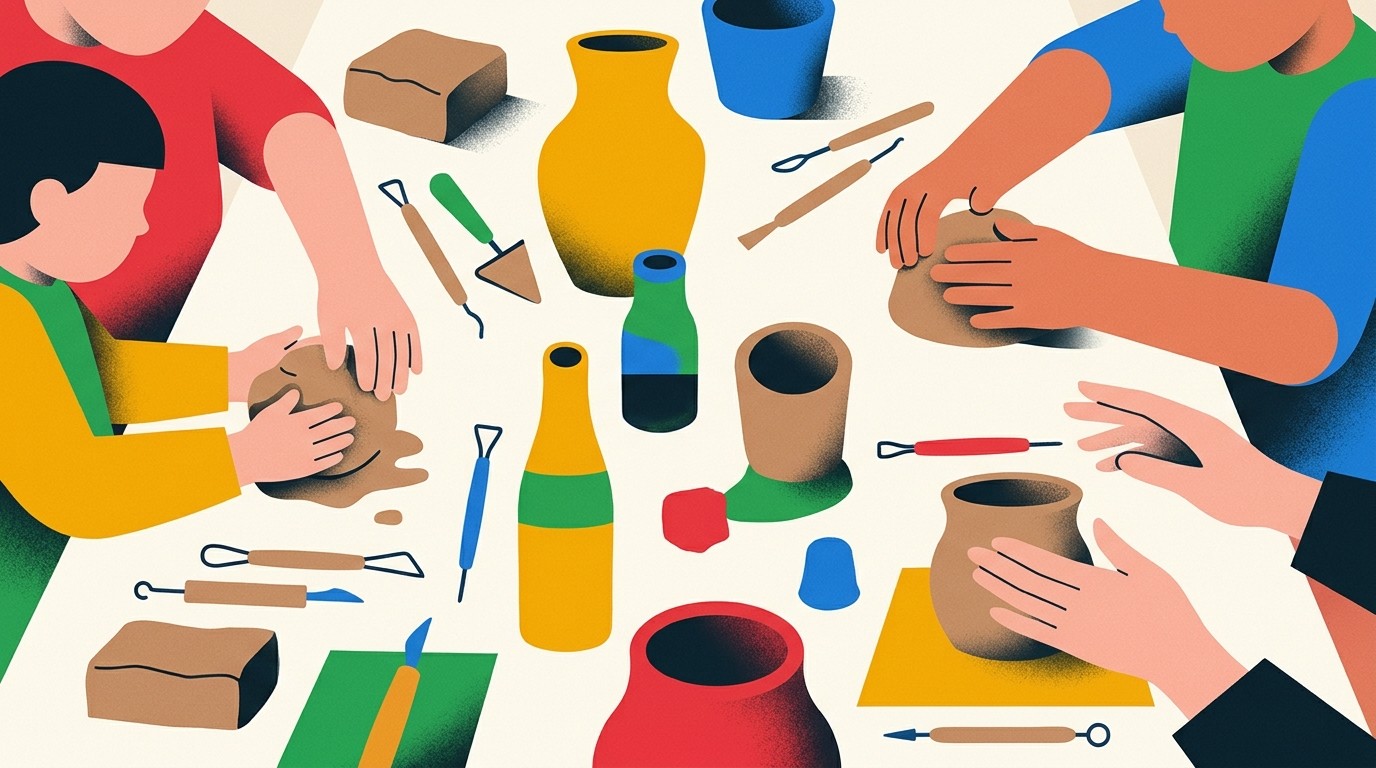 Illustration: Pottery workshop for children — Schabracke