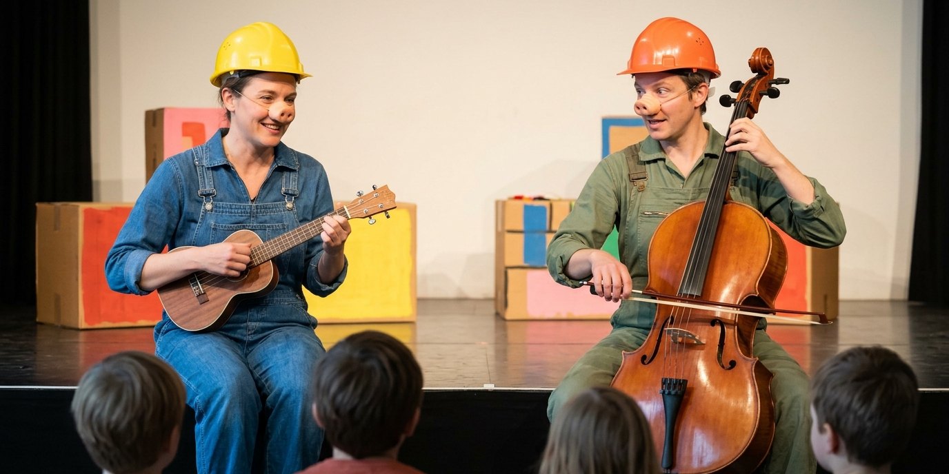 AI-generated image: Play “The Three Little Pigs” — ATZE Musiktheater