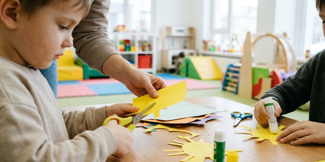 AI-generated image: Summer holiday programme “Sun” — Familienzentrum Mehringdamm