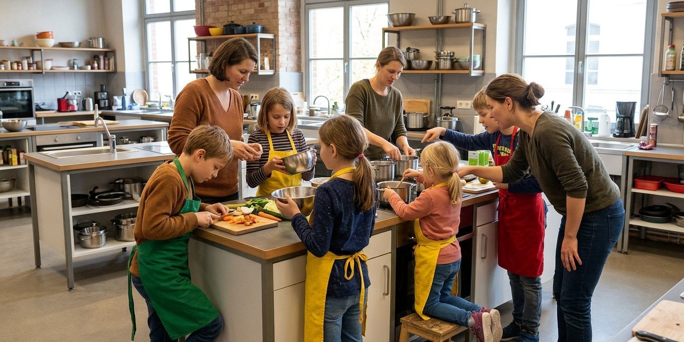 AI-generated image: Cooking workshop “Zusammen kochen – zusammen wachsen!” — Allmenderaum Alte Mälzerei Lichtenrade