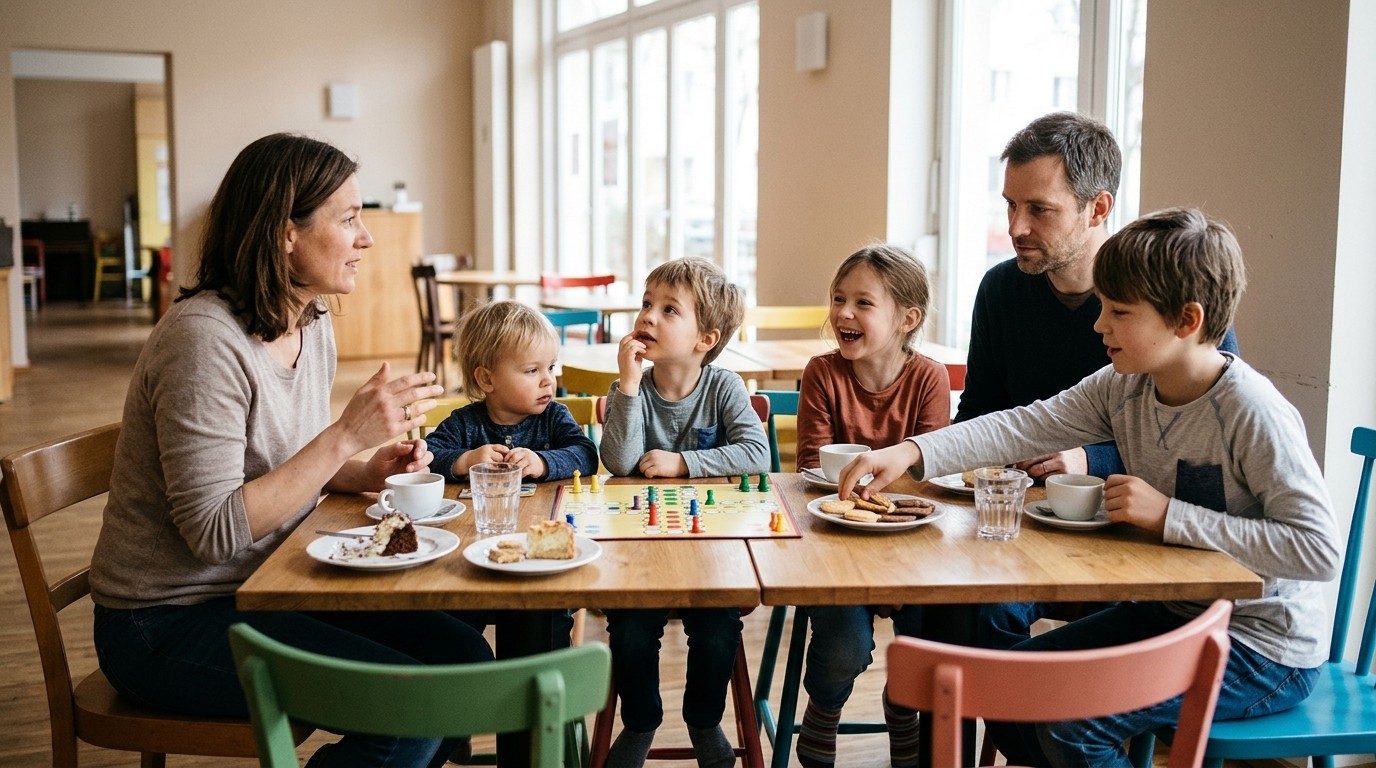 AI-generated image: Neighbourhood café — NAiMo Nachbarschaftstreff im Moselviertel