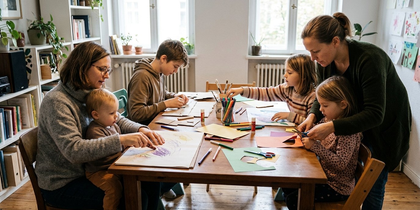 AI-generated image: Creative workshop — Familienzentrum "Hand in Hand"