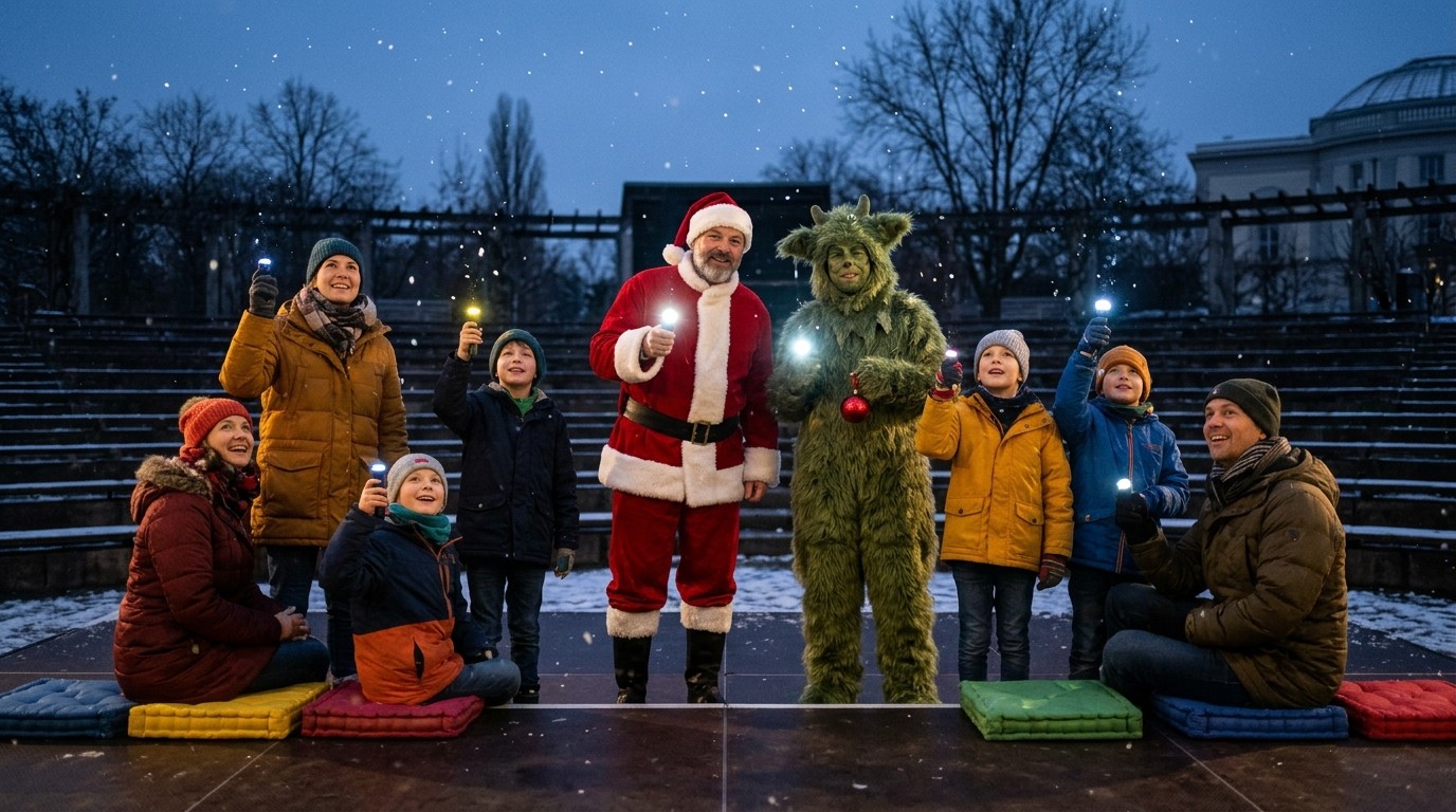 AI-generated image: Flashlight Christmas concert “Rumpelstil” — Gärten der Welt