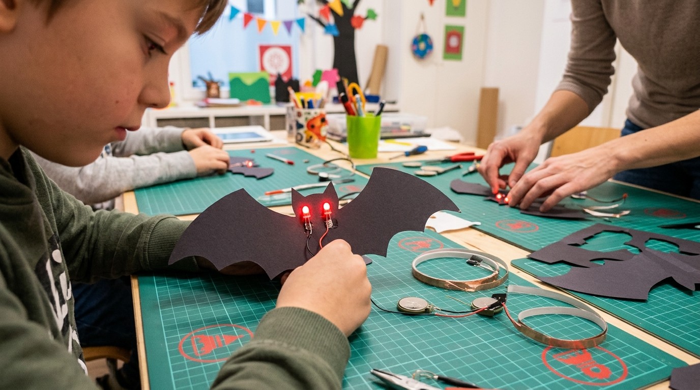 KI-generiertes Bild: Halloween-Deko-Workshop — MINT-Heldinnen INGenius-Space