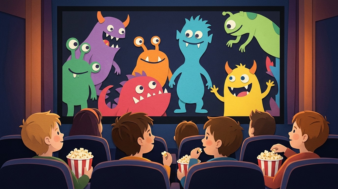 Illustration: Cinema day with popcorn — Abenteueroase