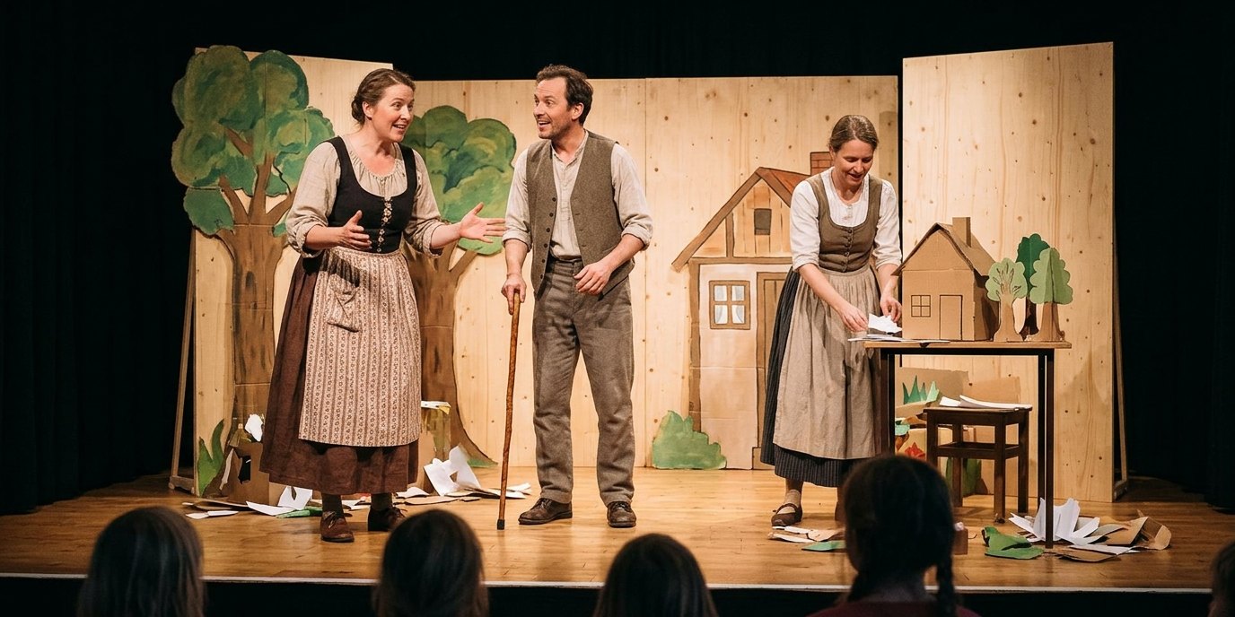 KI-generiertes Bild: Theater „Hans im Glück“ — Egon-Erwin-Kisch-Bibliothek