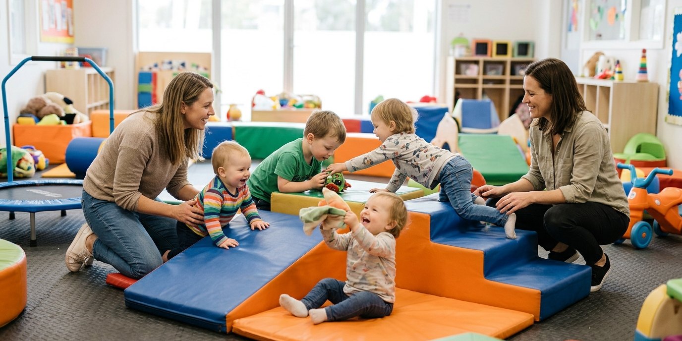 AI-generated image: Play building site — Familienzentrum Fischerinsel im KREATIVHAUS