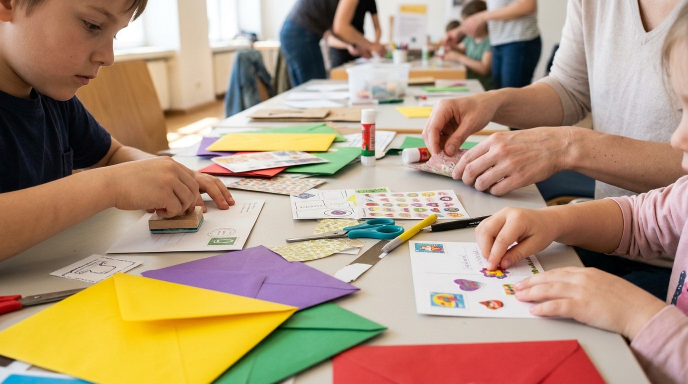 AI-generated image: Craft workshop “Sending Greetings” — THF Tower / Flughafen Tempelhof