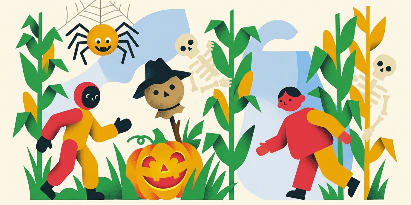 Illustration: Spooky corn maze — Spargelhof Klaistow