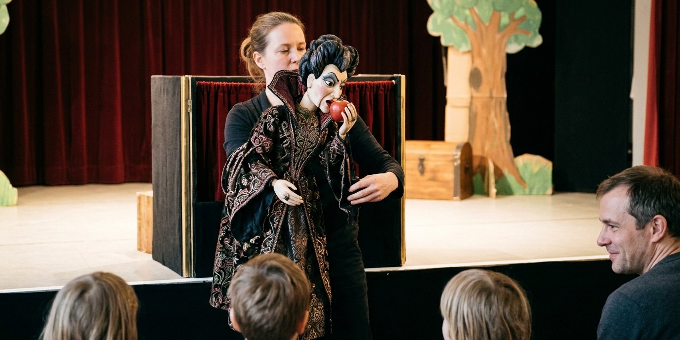 AI-generated image: Puppet show “Snow White, Please” — Jugendkunstschule ATRIUM