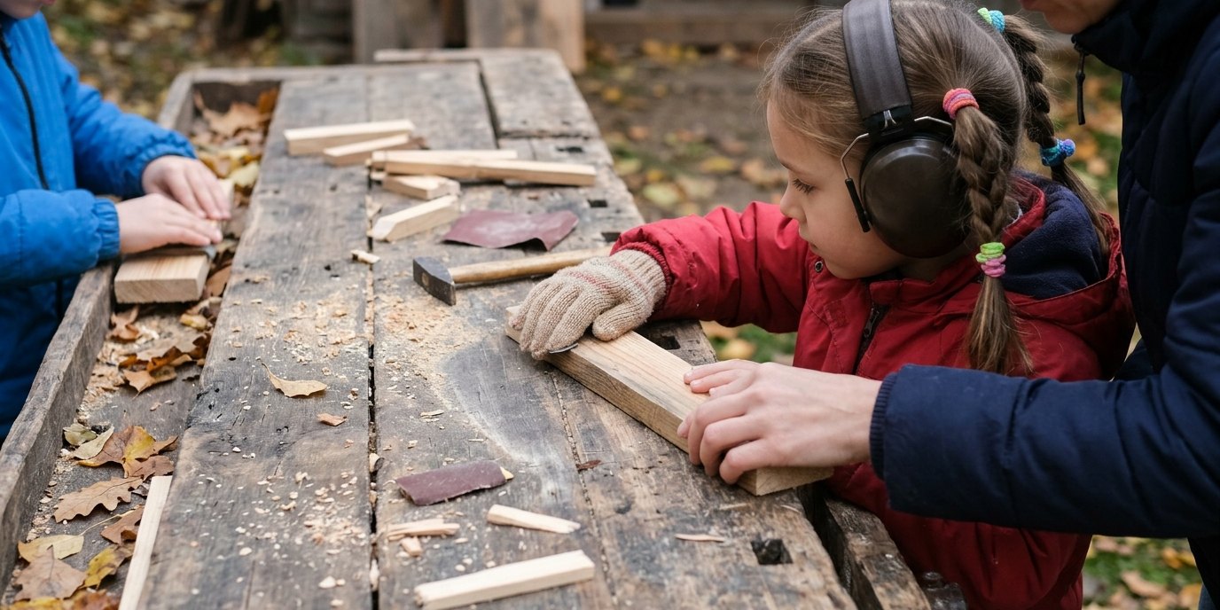 AI-generated image: Woodworking workshop “Holz macht stolz” — Familienzentrum "Hand in Hand"