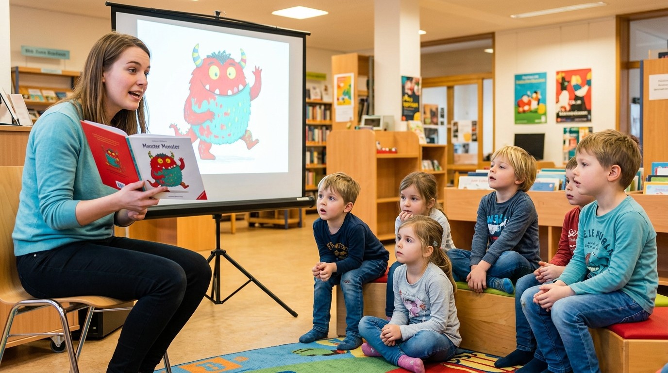 AI-generated image: Picture book slideshow — Kurt-Tucholsky-Bibliothek (Pankow)