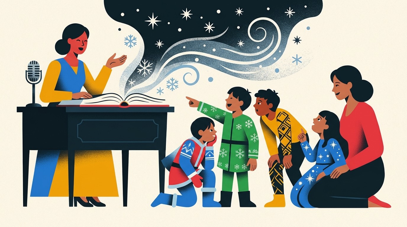 Illustration: Reading “The Snow Queen” — Zeiss-Großplanetarium