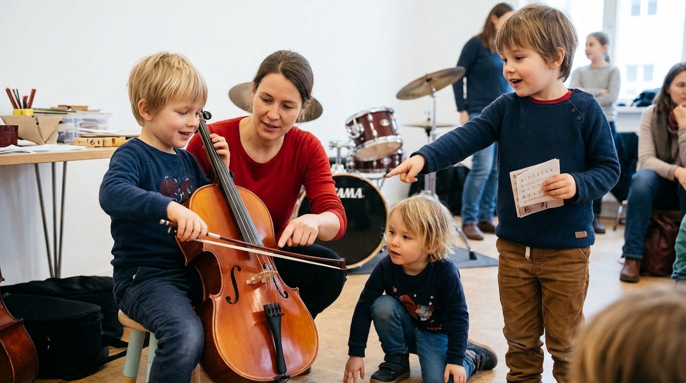 KI-generiertes Bild: Konzert „Alle auf einen Streich!“ — Anton-Saefkow-Bibliothek