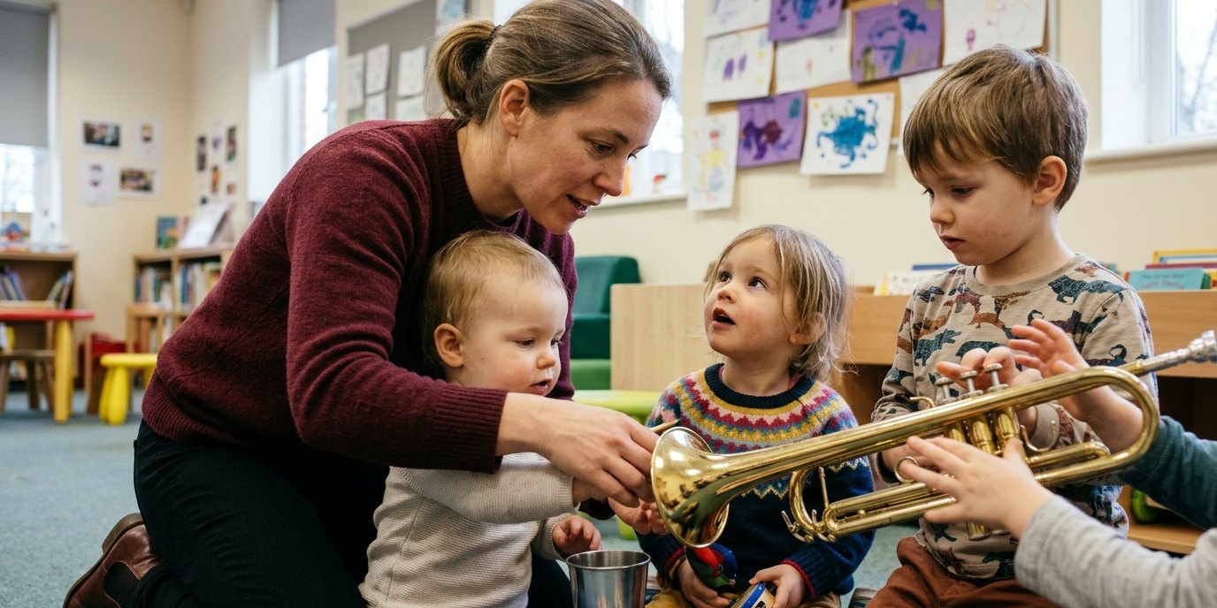 AI-generated image: Music class “MuKiBa” — Gertrud-Junge-Bibliothek