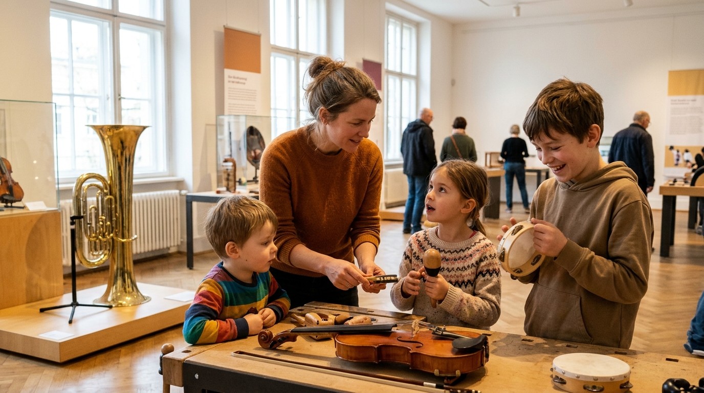 KI-generiertes Bild: Instrumenten-Karussell — Klingendes Museum Berlin