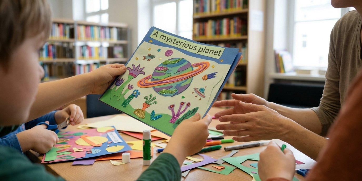 AI-generated image: Workshop “Light Studio” — Totschka — Bilingual Children's Library