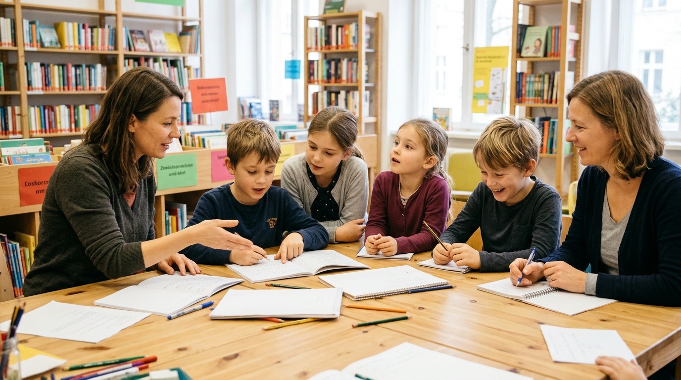 AI-generated image: Creative writing workshop — Familienbibliothek Else Ury