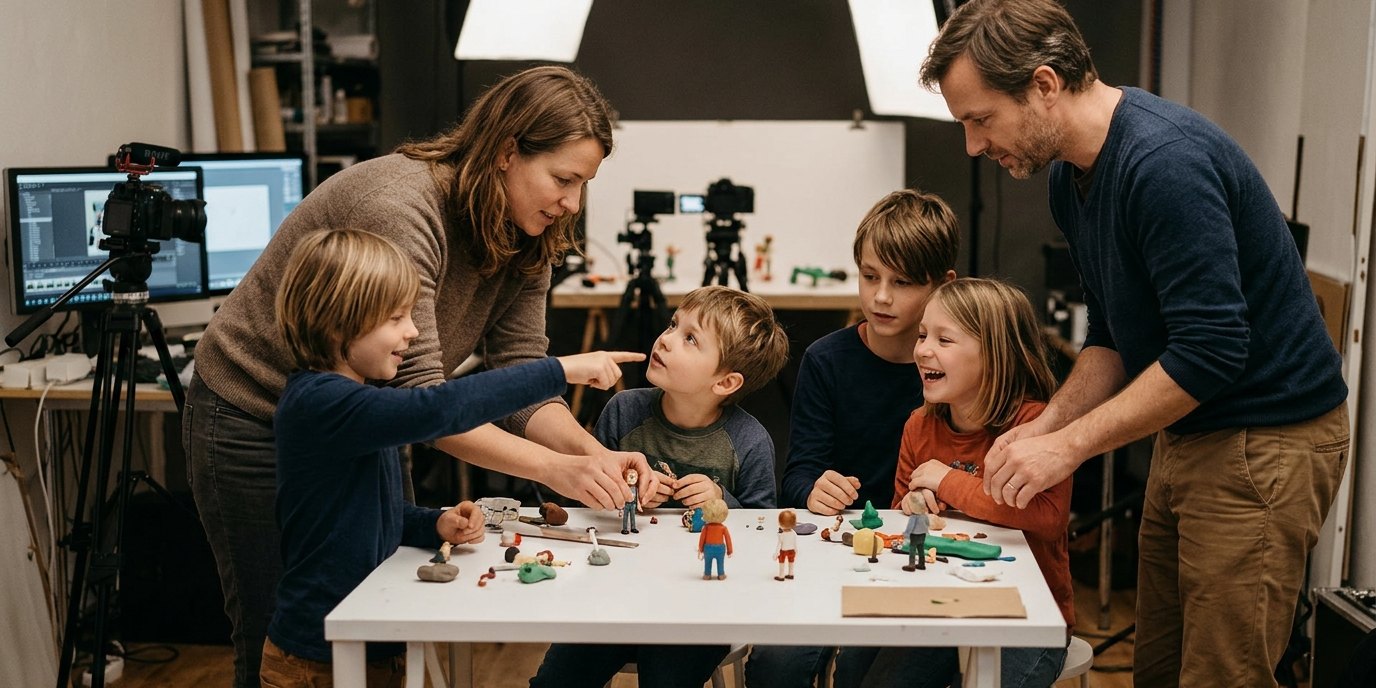 KI-generiertes Bild: Trickfilmwerkstatt — Weinmeisterhaus - Jugendkulturzentrum Mitte