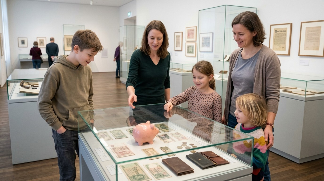 AI-generated image: Guided tour “What Makes Money So Powerful?” — Forschungscampus Dahlem