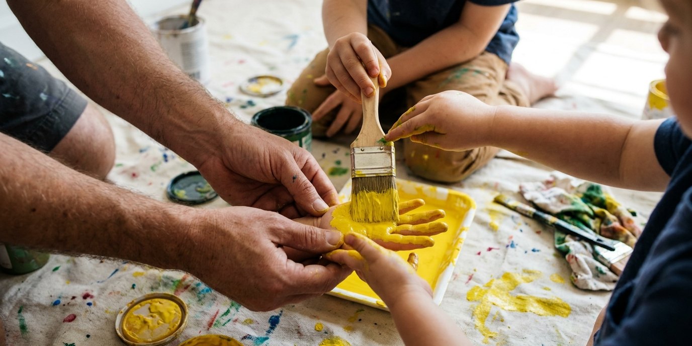 AI-generated image: Bilingual playgroup “Griffbereit” — Familien- und Nachbarschaftszentrum Kiezanker 36