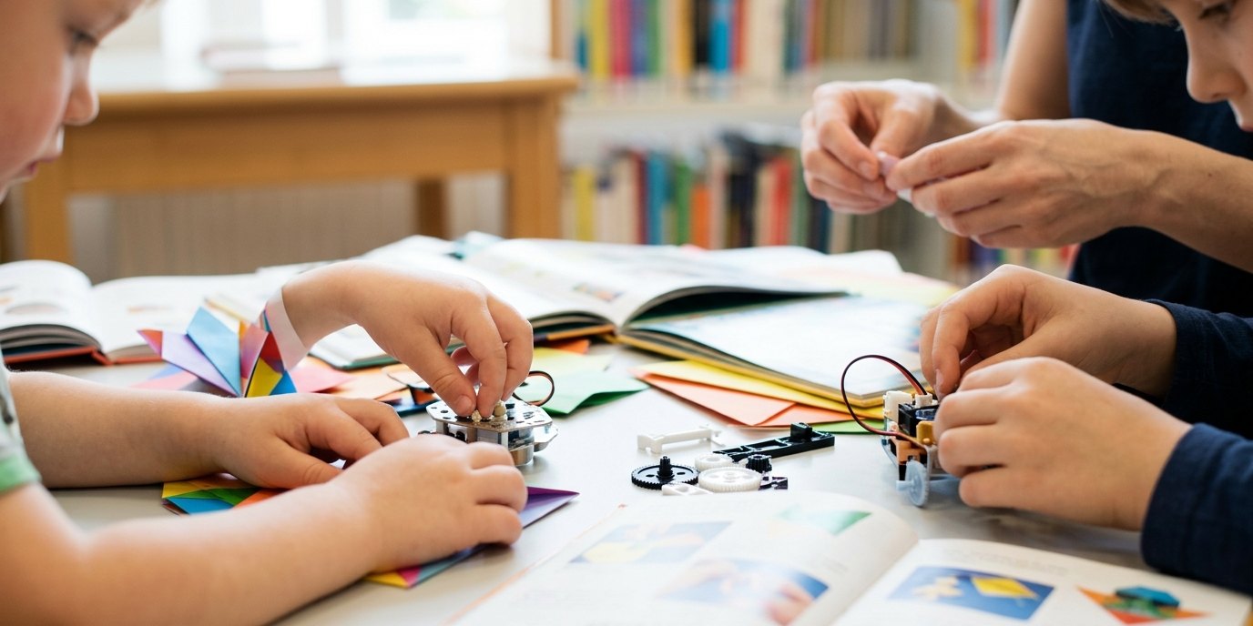 KI-generiertes Bild: Kinderprogramm „Entdecker Box“ — Bezirkszentralbibliothek Spandau