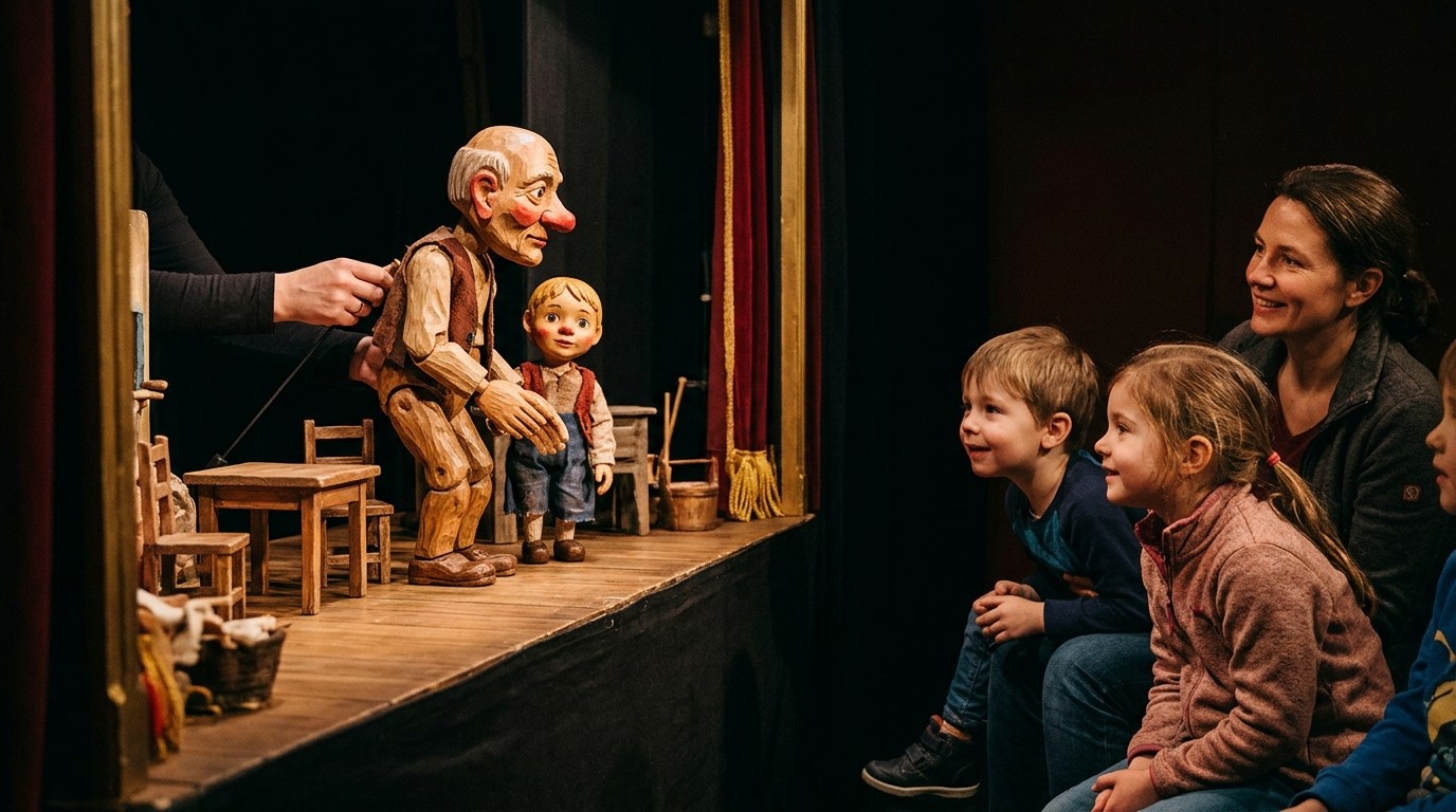 AI-generated image: Puppet show “Sterntaler” — FEZ-Berlin — Studiobühne (Raum 214)