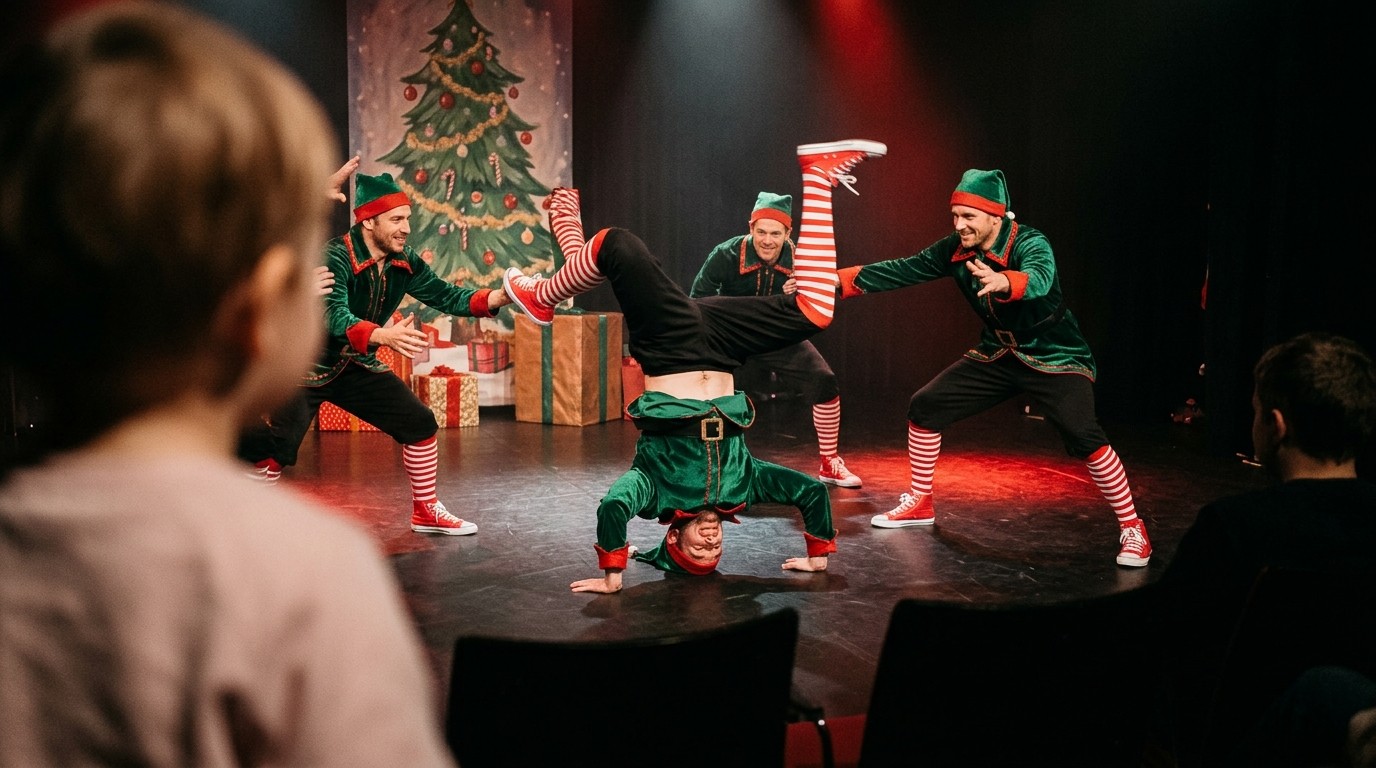 AI-generated image: Christmas show “The Funky Monkeys” — ufaFabrik