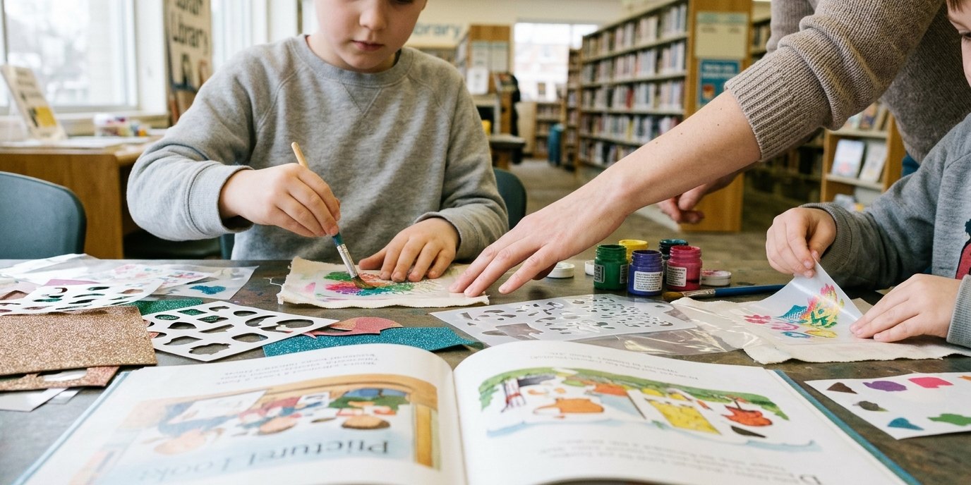 Изображение, созданное ИИ: Печать и роспись по ткани — Wolfdietrich-Schnurre-Bibliothek