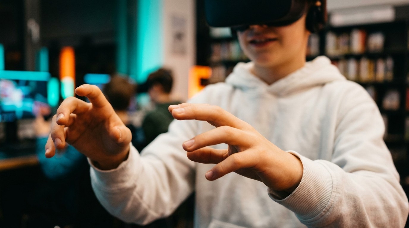 AI-generated image: Try VR games — Kurt-Tucholsky-Bibliothek (Pankow)