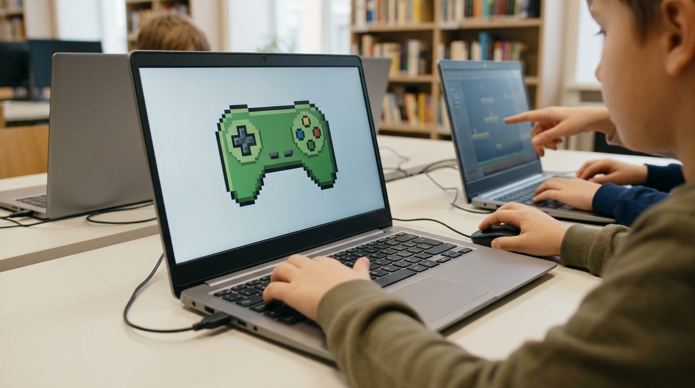 AI-generated image: Workshop “Pocket Platformer” — Gertrud-Haß-Bibliothek