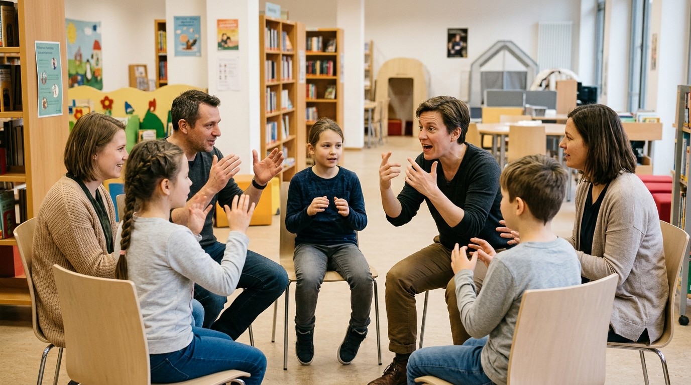 AI-generated image: Storytelling workshops “Hakayana” — Mittelpunktbibliothek Adalbertstraße