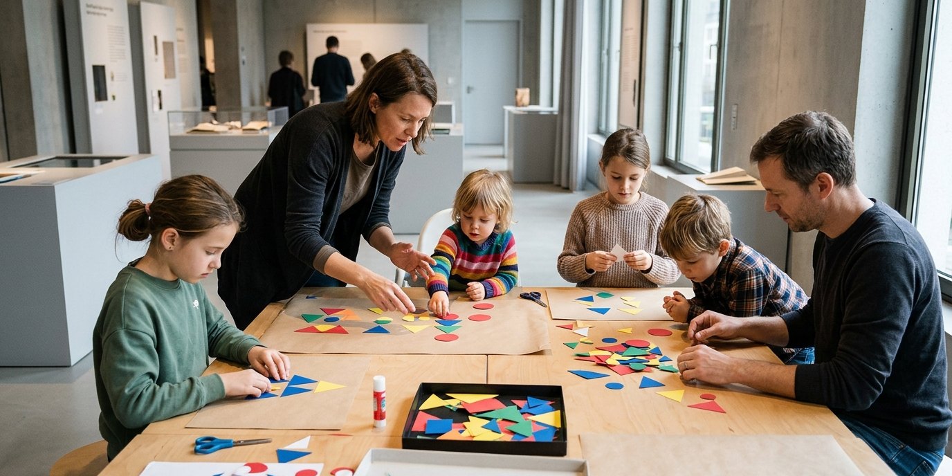 AI-generated image: Craft workshop “Triangle Meets Circle” — MACHmit! Museum für Kinder
