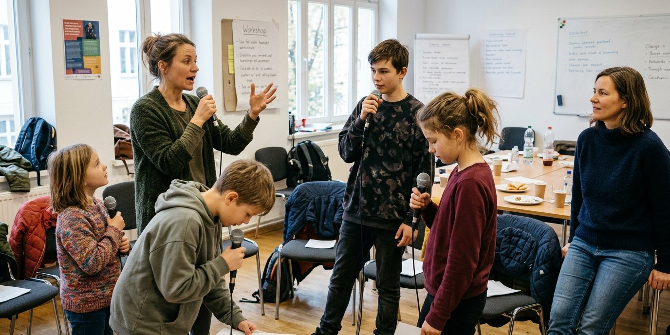 AI-generated image: Rap workshop with Sister-Queens — 3D Medienhaus