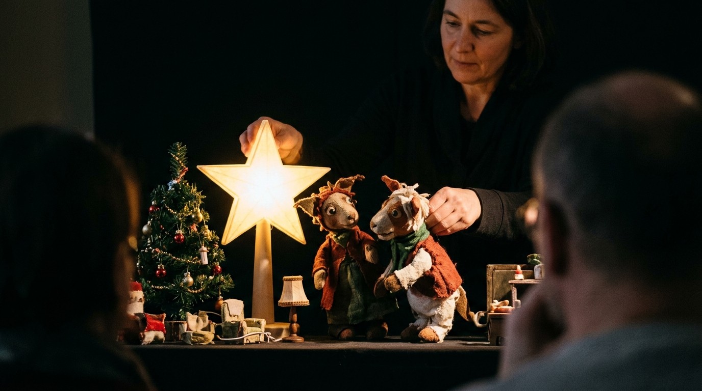 KI-generiertes Bild: Figurentheater „Der Weihnachtsstern“ — Schwartzsche Villa