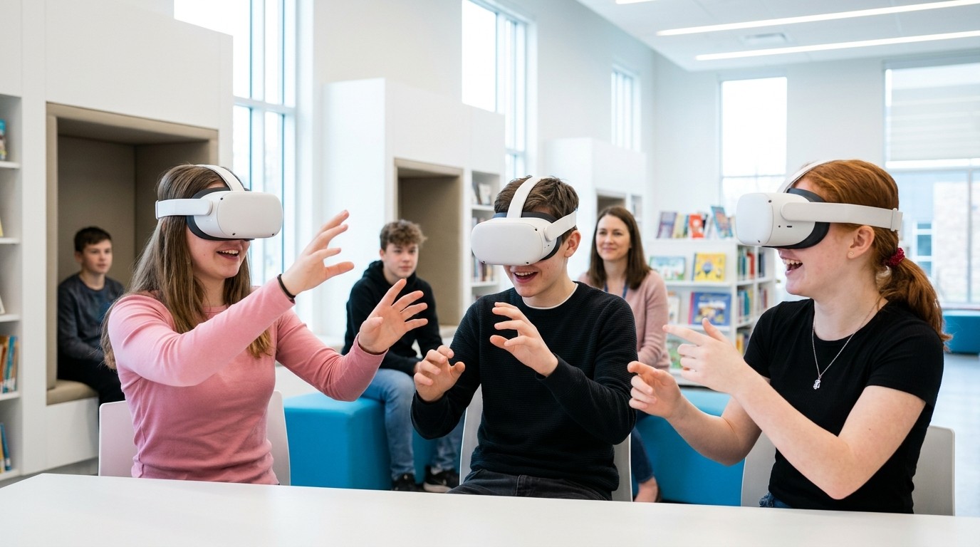 AI-generated image: VR workshop — Gertrud-Junge-Bibliothek