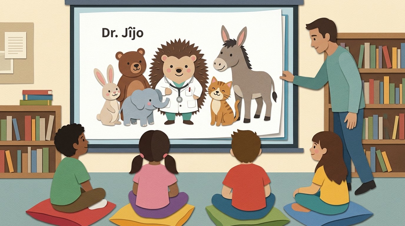 Illustration: Picture book cinema “Dr. Jîjo” — Mittelpunktbibliothek Adalbertstraße