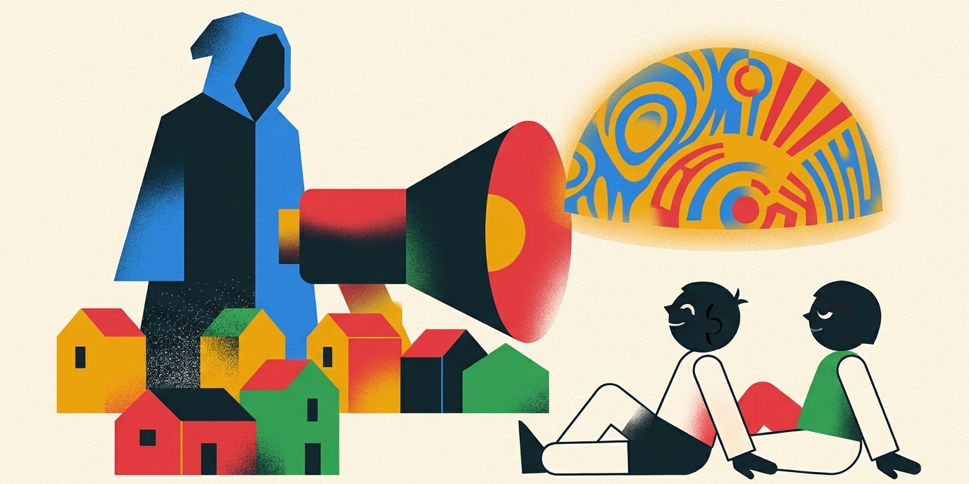 Illustration: Audio play “The Three Investigators and the Village of Devils” — Zeiss-Großplanetarium