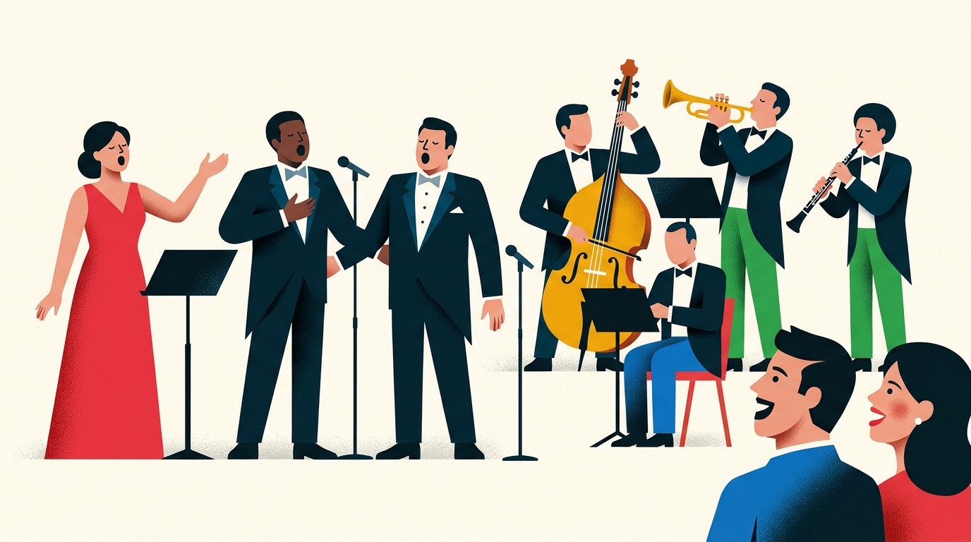 Illustration: Concert “Sing Along!” — Komische Oper Berlin im Schillertheater