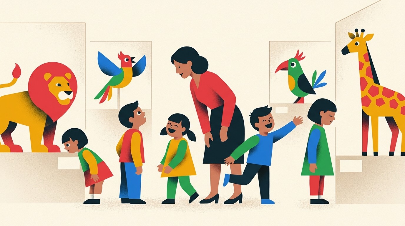 Illustration: Puppet show “Kibuki and the Wild Animals” — Puppentheater-Museum Berlin