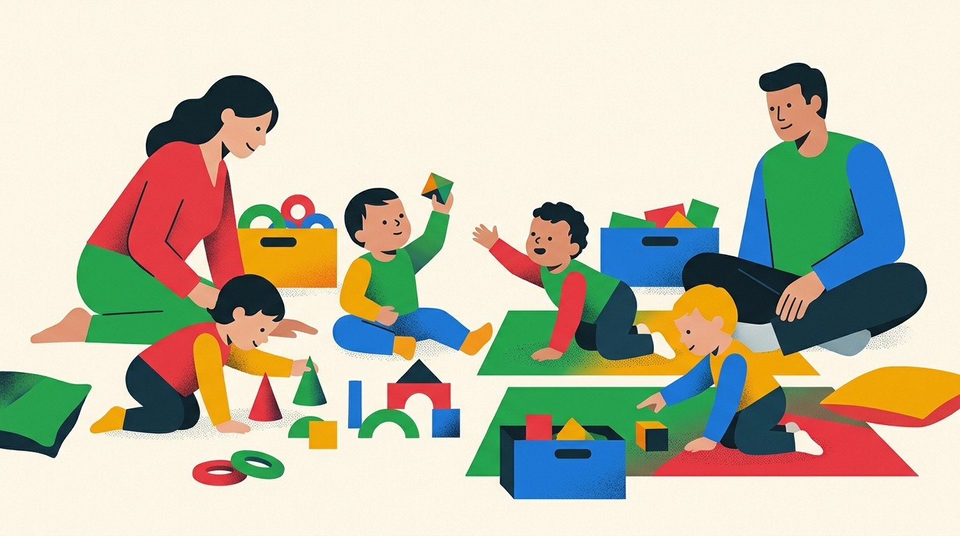 Illustration: Open parent-baby group (6–10 months) — Evangelisches Familienzentrum Zehlendorf-Mitte