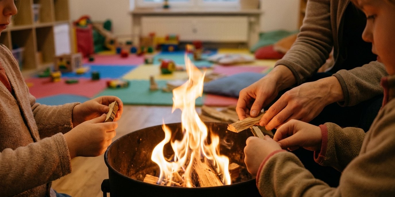 KI-generiertes Bild: Laternenfest — Familienzentrum Mehringdamm