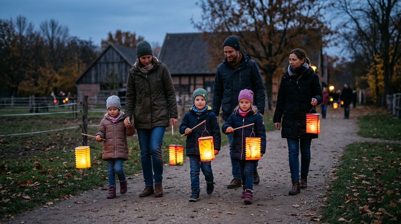 AI-generated image: St Martin's Day lantern procession — Domäne Dahlem