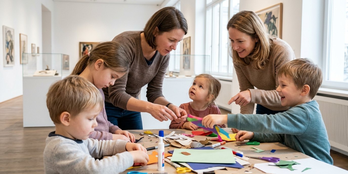 AI-generated image: Family workshop at KINDL — KINDL – Zentrum für zeitgenössische Kunst