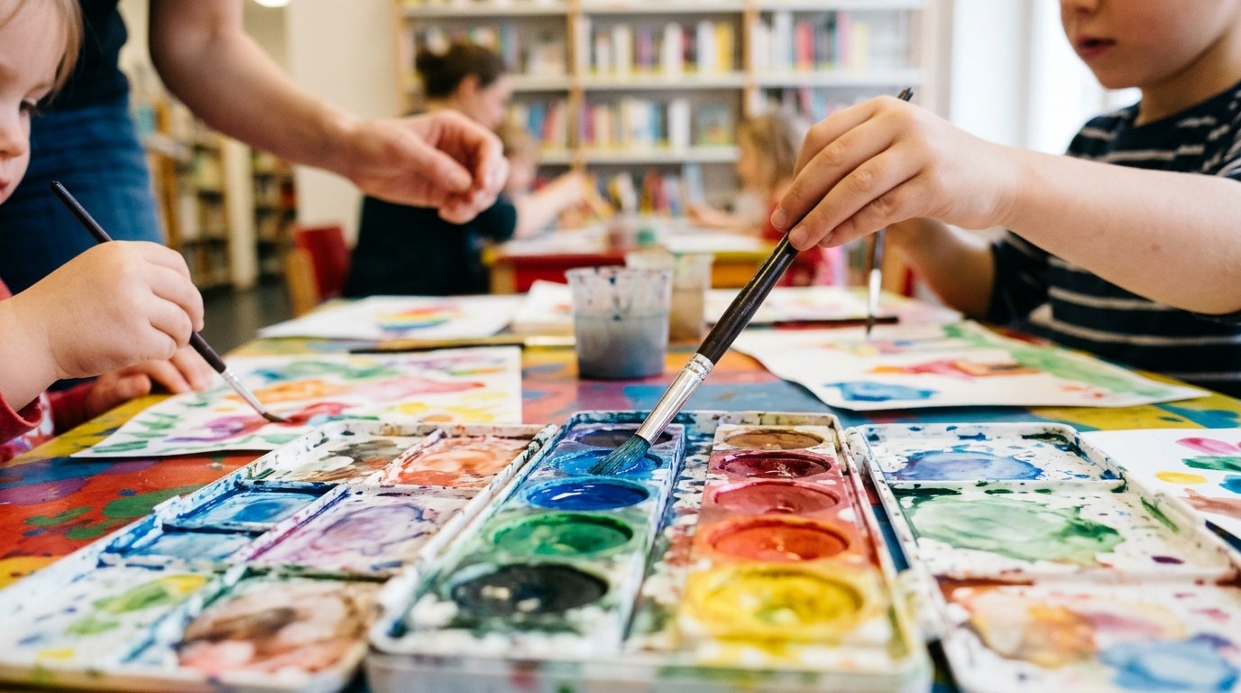 AI-generated image: Thursday activity day — Stadtteilbibliothek Erich Weinert