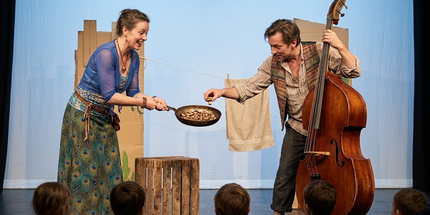 KI-generiertes Bild: Musikalische Erzählung „Zwei für mich, einer für dich“ — ATZE Musiktheater