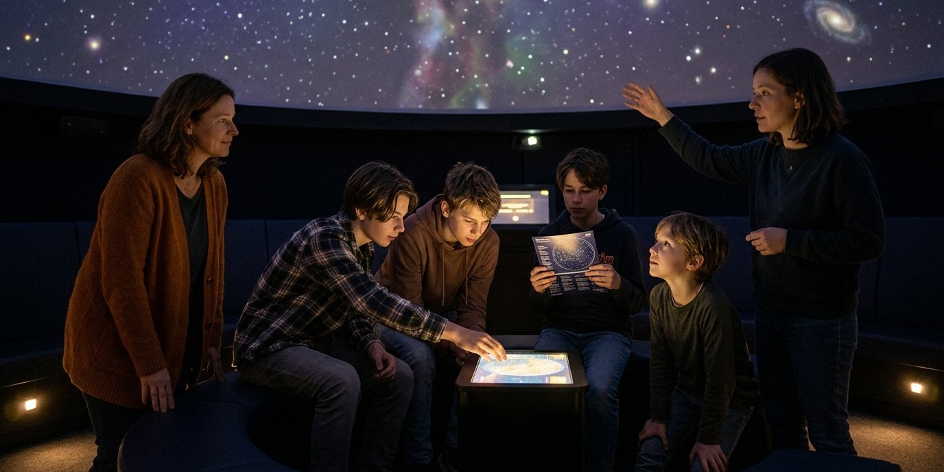 AI-generated image: Planetarium show “Sternstunde” — Zeiss-Großplanetarium