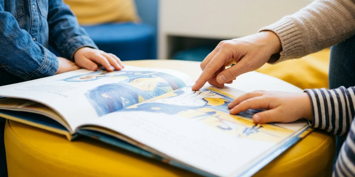 AI-generated image: Storytime — Heinrich-Schulz-Bibliothek