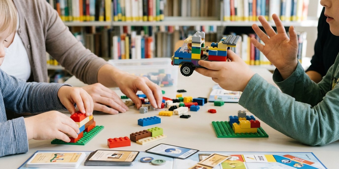 AI-generated image: Open play afternoon — Bruno-Lösche-Bibliothek
